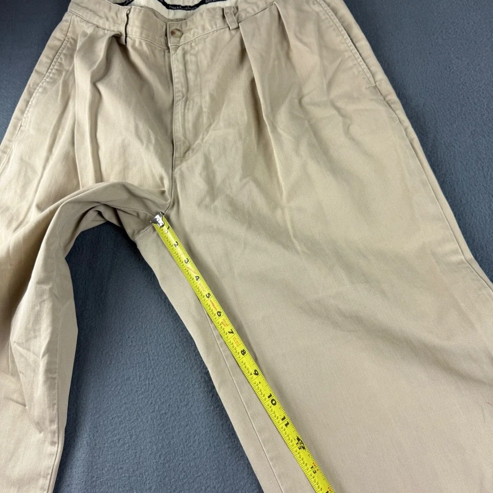 Vintage USA Polo Ralph Lauren Pants Mens 34x31 (Fits 33x30) Beige Double Pleated